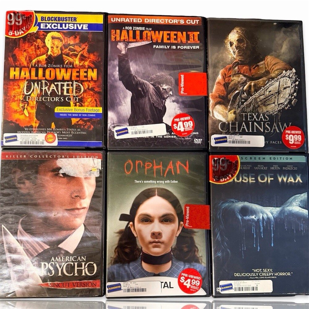 Blockbuster Pre-Viewed Horror DVD Lot 6 Halloween I & II Texas Chainsaw